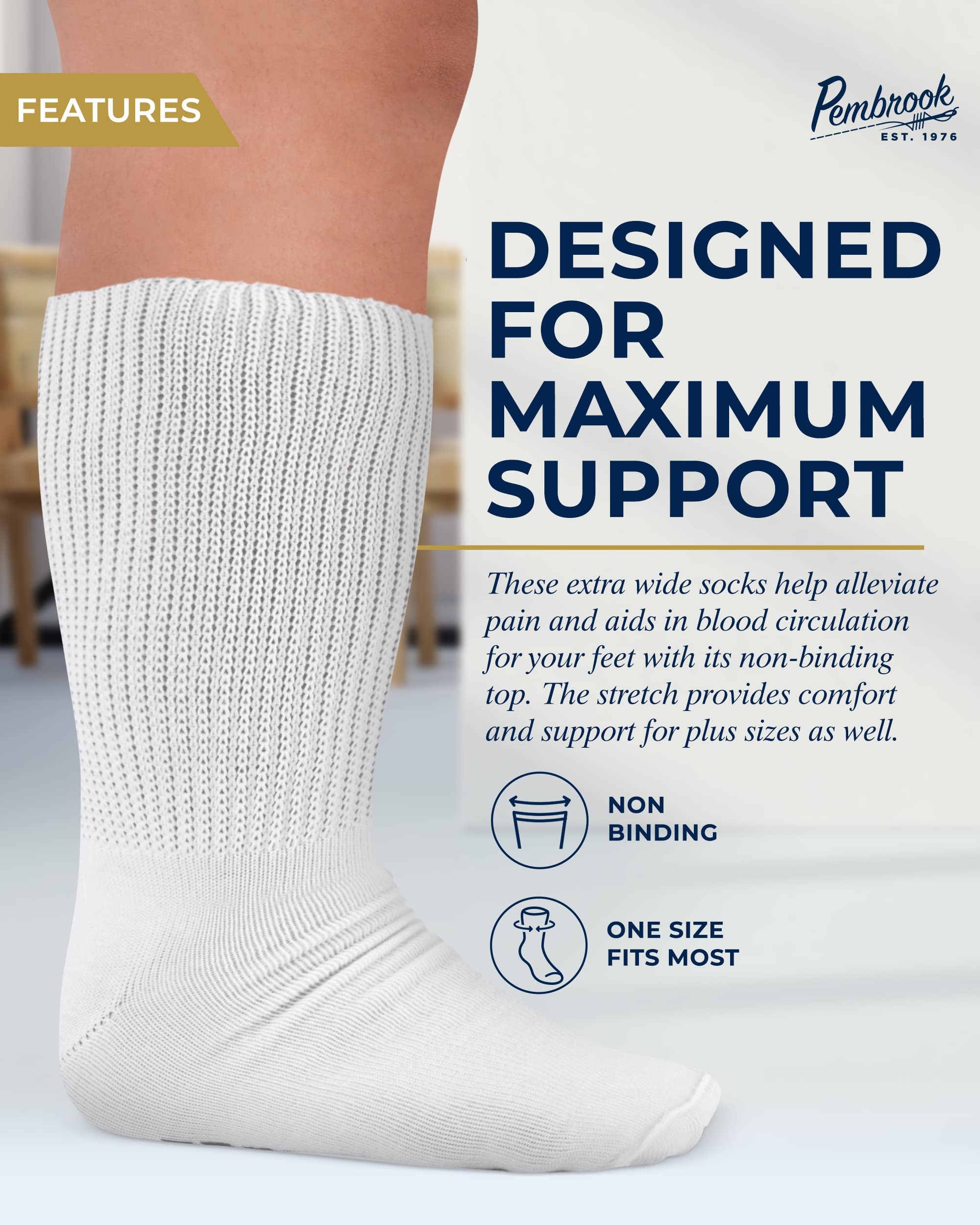 Pembrook Extra Wide Socks For Swollen Feet