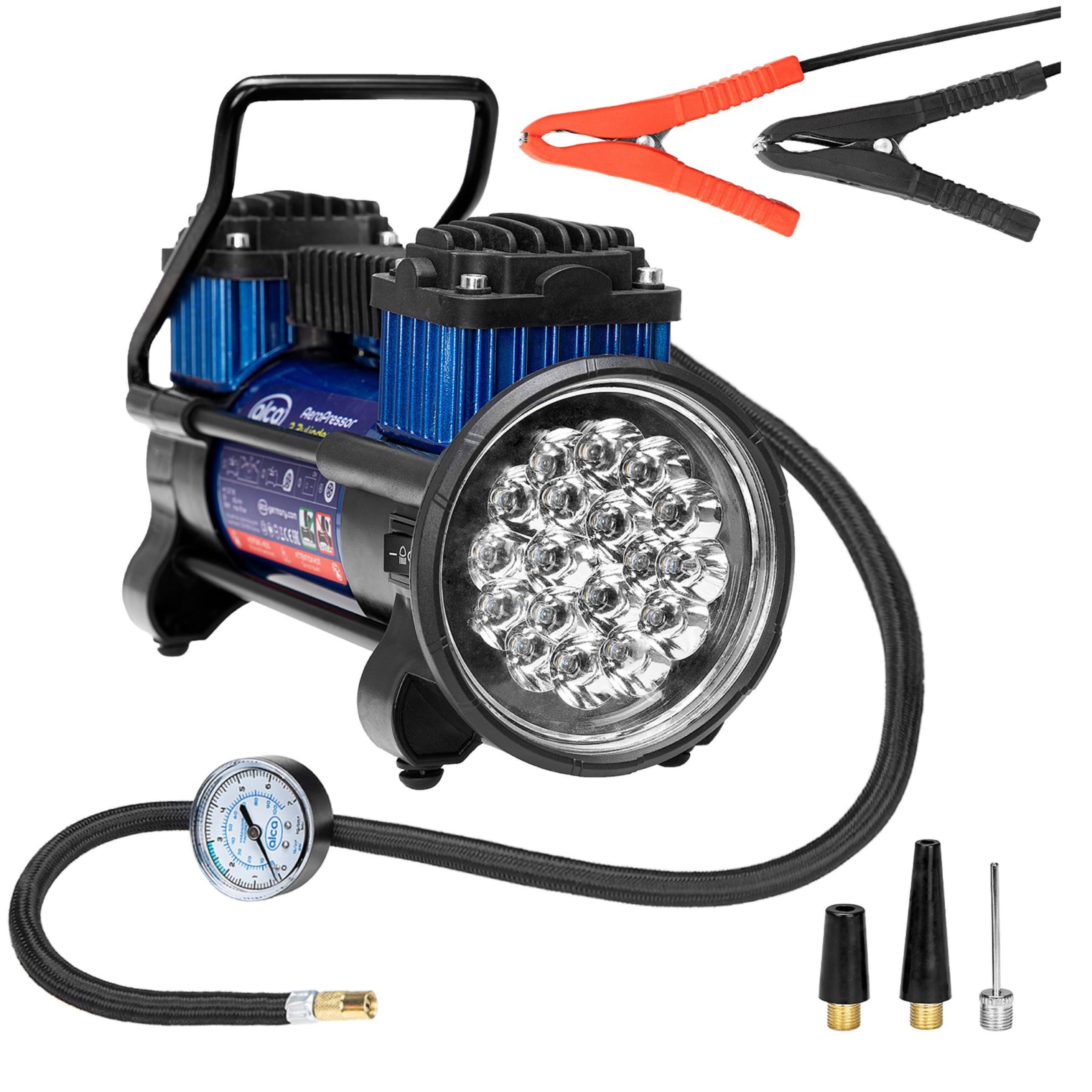 alca 2-cylindrowy wytrzymały kompresor powietrza 12 V pompka elektryczna do opon samochodowych i nadmuchiwanych 60 l 100 PSI 7 bar 227100