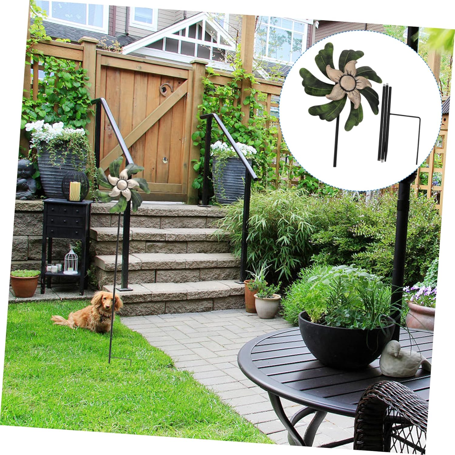 Garden Spinner Windmill Decorative Iron Windmill Ground Insert Rotating Decor for Outdoor Garden Decor