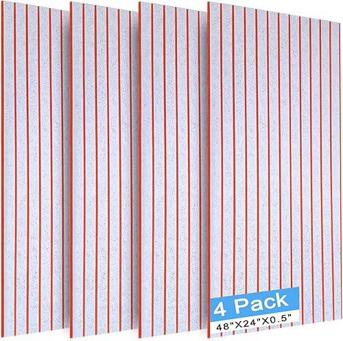 Miniatura 16 de Paquete de 5 paneles acústicos grandes, paneles de espuma a prueba de sonido de 48 x 24 x 0.4 pulgadas para paredes, paneles de amortiguación de