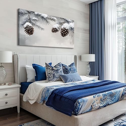 Miniatura 2 de 20"x 40" Canvas Wall Art Vintage Winter Forest Snowy Country Farmhouse Christmas Xmas Pine Framed Pictures Painting Prints Large Wall Art for Living