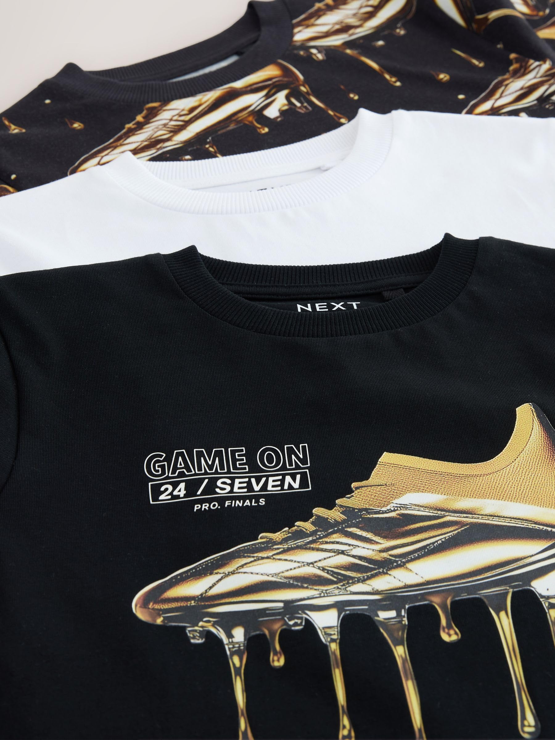 NEXT Jungen Regular Fit Kurzarm-T-Shirts mit Grafik, 3er-Pack