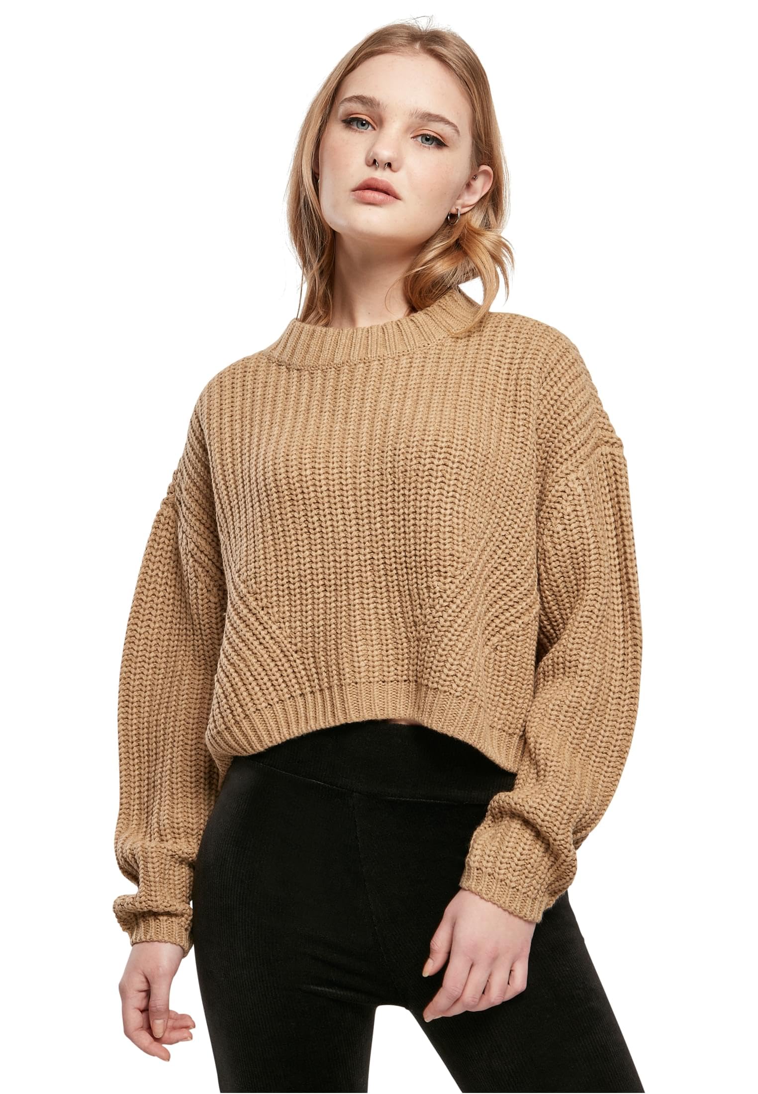Urban Classics Women's Ladies Wide Oversize Sweater Sweatshirt, Green, M