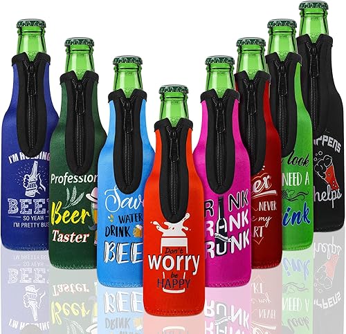 Funda aislante para botellas de cerveza de verano con cremallera de neopreno aislada chaquetas para botellas que mantienen el calor y el frío mangas