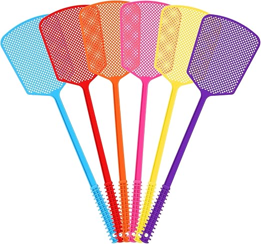 Fly Swatter,Plastic Flyswatters Multi-Pack,6 Bulk Vibrant Colorful Fly Killer,Long Handle Bug Swatter for Indoor and Outdoor