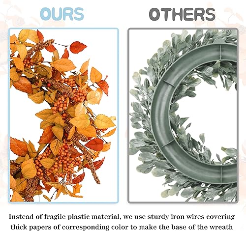 Miniatura 6 de YNYLCHMX Letrero de bienvenida de otoño para puerta delantera letrero redondo de madera para colgar al aire libre porche interior casa de campo con