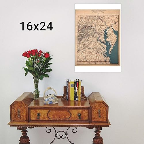 Miniatura 3 de Mapa de Virginia Eastern Shore, Bahía de Chesapeake - Mapa antiguo, 1862 - Imprimir solo - 24 x 36 pulgadas