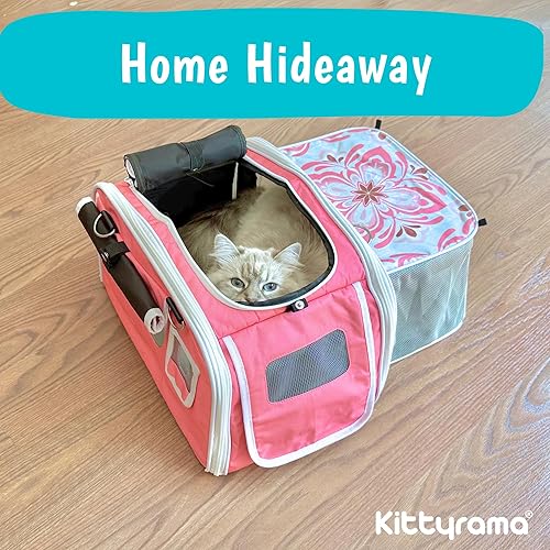 Vista 12 de Kittyrama - Transportador para gatos 2 en 1 de lados suaves y escondite en el hogar - Transportador calmante recomendado por veterinarios, Roamer