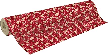Clairefontaine 223901C – A Roll of Recycled Raw Kraft Paper – Size: 50 x 70 cm – 70 g – Pattern: Red Reindeer, Christmas – Recycled Paper, Ideal for Gift Wrapping, DIY, Crafts