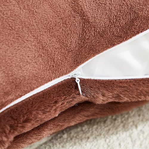 Miniatura 6 de Uhamho Juego de 2 fundas de almohada rectangulares a rayas, fundas de cojín lumbares modernas, decorativas para el hogar, piel sintética de conejo,