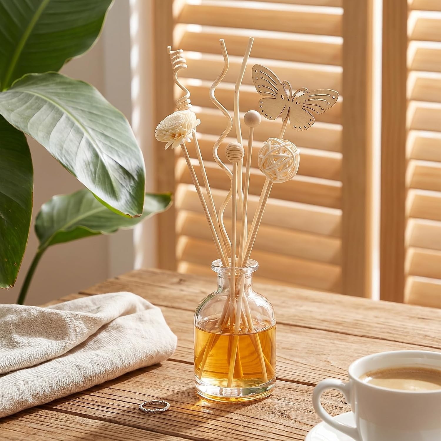 Amabro 15Pcs Natural Rattan Reed Diffuser Sticks Fragrance Oil Diffuser Set
