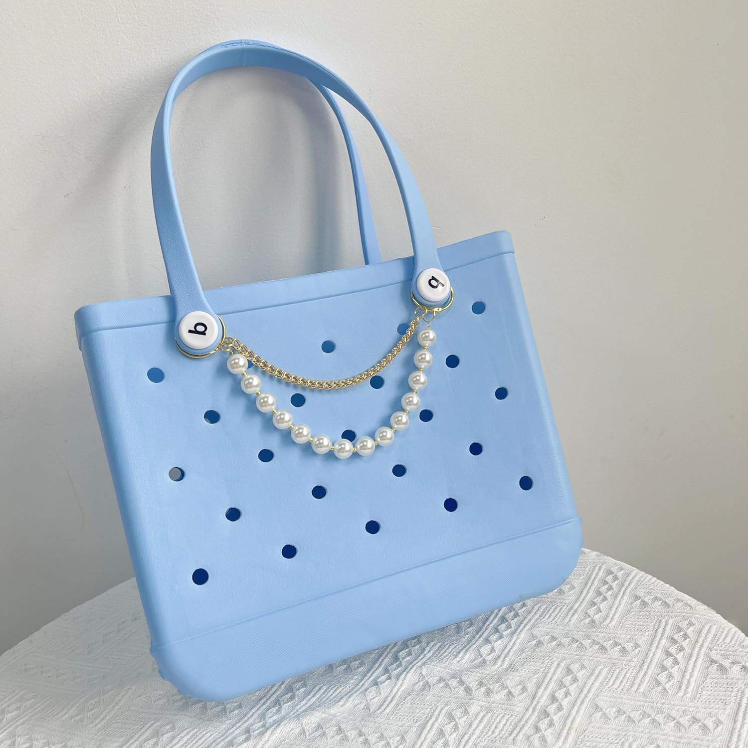 Pearls Charm for Bogg Bag, Accessories for Rubber Beach Bag Tote Handbag Crossbody Shoulder Bag Decoration, With Metal Buckle image 2