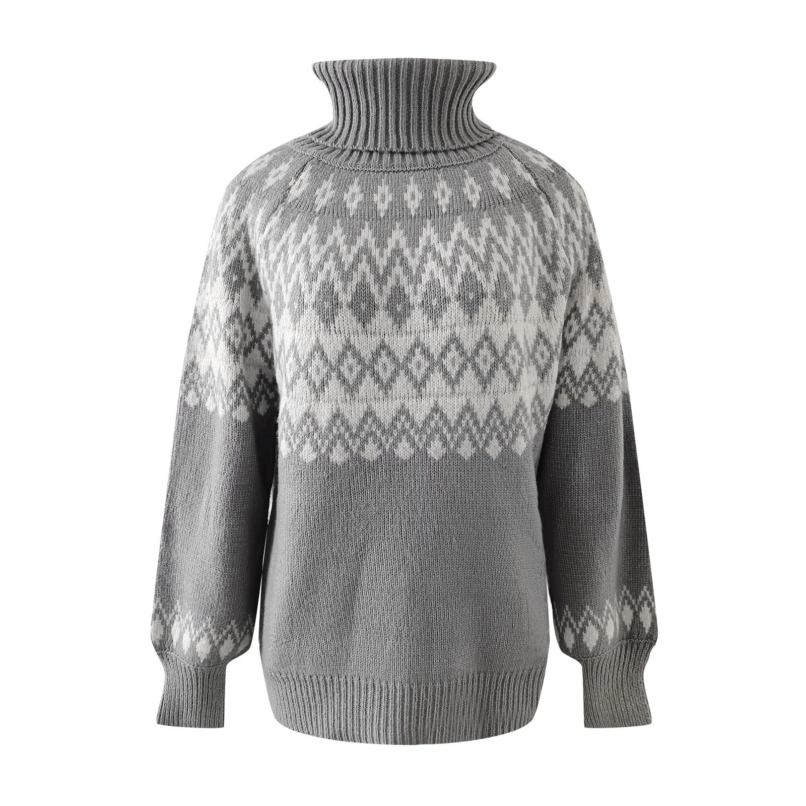 Maglioni da donna in maglia autunno 2024 maglione a collo alto allentato autunnale con grafica vintage top invernali vestibilità ampia inverno autunno retrò maglione western casual caldo manica a