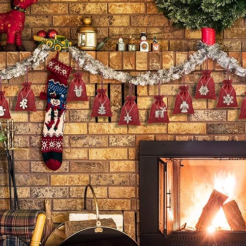 Miniatura 5 de Naler Calendario de Adviento de Navidad 2024, 24 bolsas de regalo con cordón de Navidad, bolsas de calendario de cuenta regresiva colgantes con