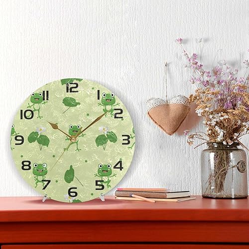 Miniatura 9 de YETTASBIN Reloj de pared con diseño de rana linda, silencioso sin tictac, funciona con pilas, reloj redondo decorativo creativo para cocina, sala de