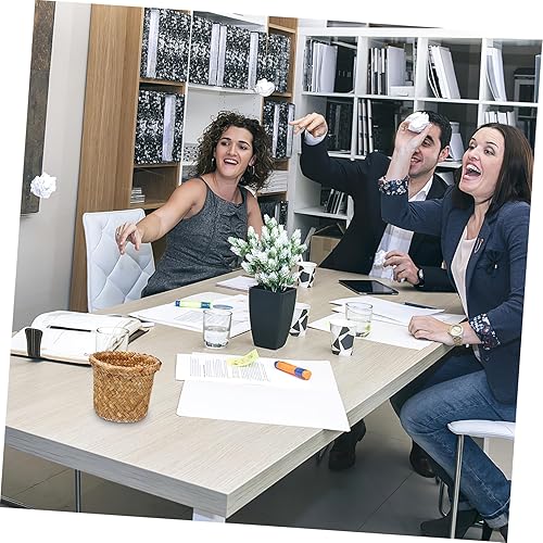 Miniatura 9 de Zerodeko Cesta de basura tejida de mimbre para decoración de oficina, contenedor de basura rústico, cesta de flores para baño, cocina, hogar,