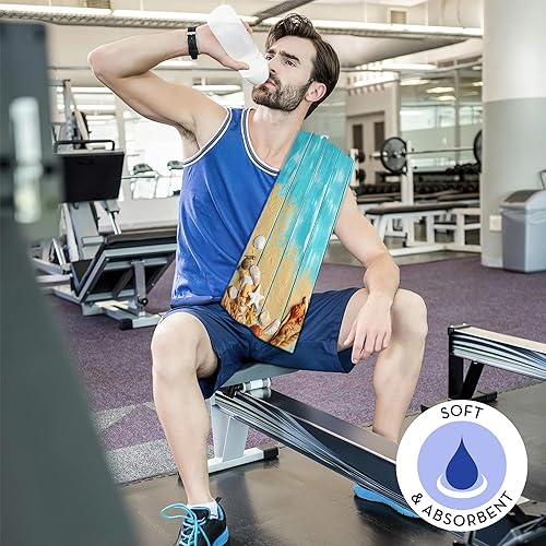 Miniatura 6 de BIGXIUKA Toalla de mano de baño, paquete de 2 toallas de mano absorbentes de conchas de playa con estrellas de mar, toalla de mano de madera, toalla