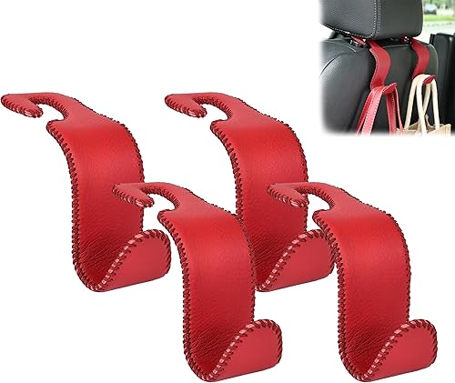 Miniatura 15 de Amooca Gancho universal para reposacabezas de asiento de automóvil, colgador de cuero con metal para asiento de automóvil, organizador para bolso