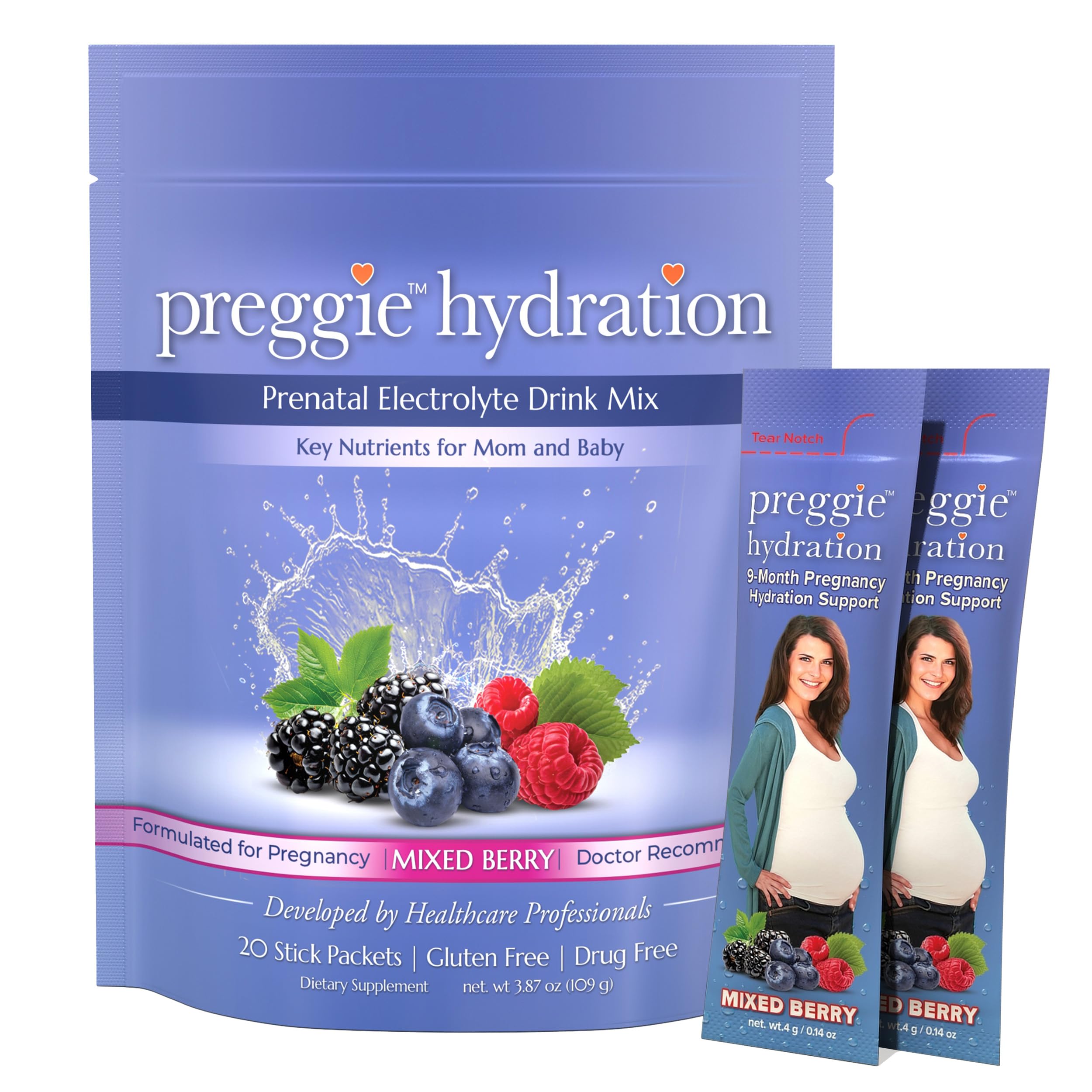 Three Lollies Preggie Hydration Packets for Pregnant Women