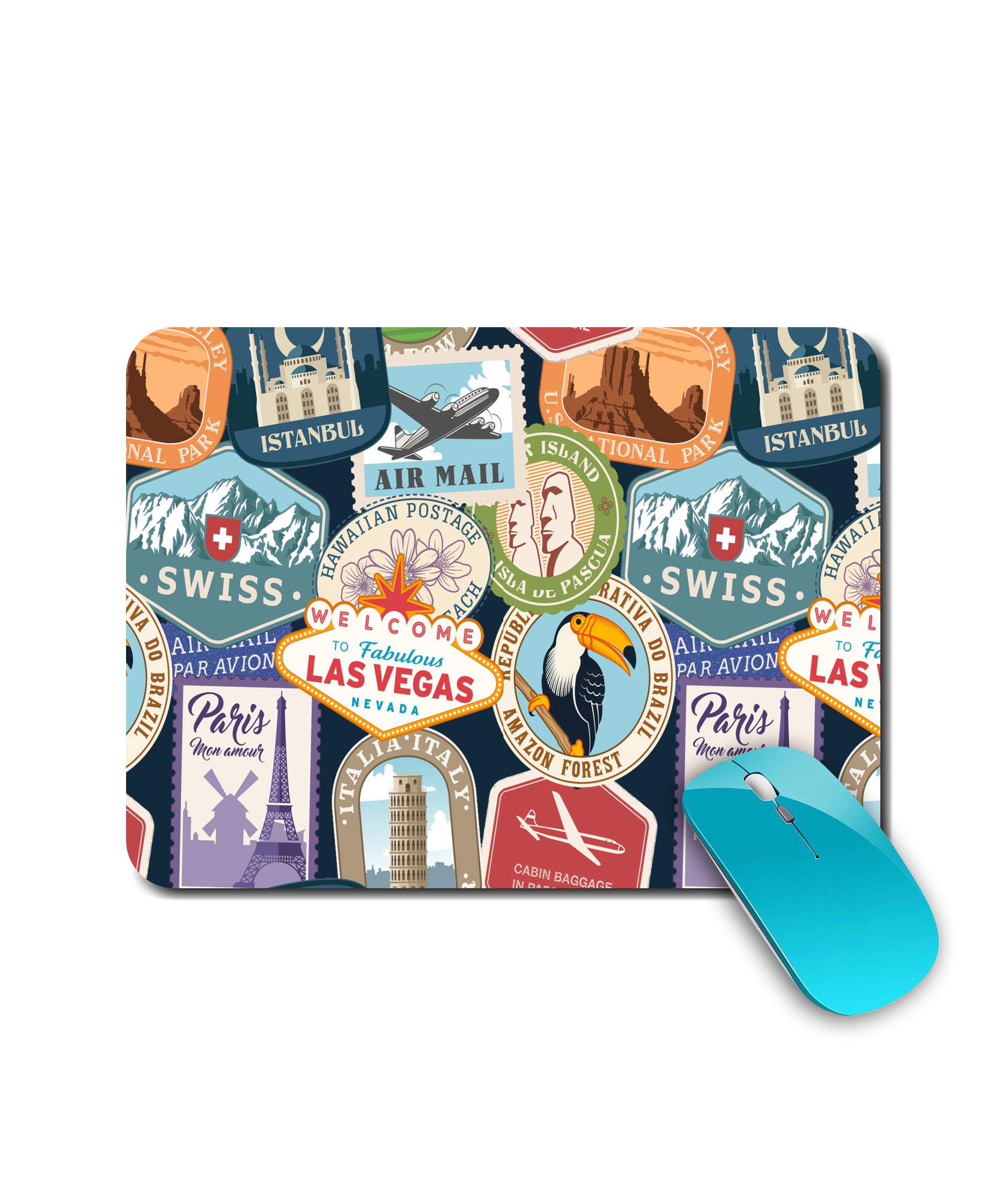 Coverkick Travel Pattern | World | Paris | Newyork | Printed Mouse Pad/Designer Waterproof Coating Gaming Mouse Pad for Computer/Laptop (Multi20)-image-19