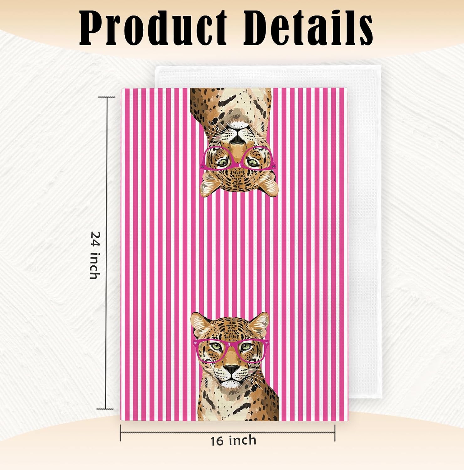 Pink Stripes Tiger Kitchen Towel Decorative,Funny Tigers Gifts Dish Towels,Tiger Gifts for Women Pink Hand Towels Drying Cloth for Kitchen Bathroom Decor,16x24 Inch - Image 7