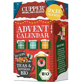 Cupper Organic Tea Advent Calendar 2025 24 Tea Bags 12 Varieties Tea calendar without chocolate 2 exclusive varieties gift for Christmas