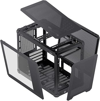 JONSBO C6 MAX Black Micro ATX PC Case,Matx Handled Mesh Chassis,1-Side Penetration, Simple Compact Desktop Computer case, ATX Power Bite (L220mm Max.),170mm CPU Cooler,Panels Tool-Free Open,Black