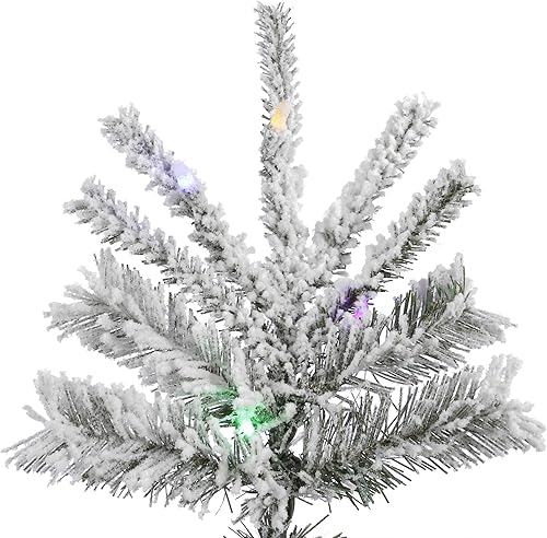 Miniatura 2 de Vickerman Árbol de Navidad artificial delgado de abeto de sierra flocado de 10 pies, 1100 luces LED multicolor Dura-Lit, árbol sintético cubierto de