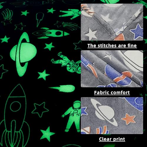 Miniatura 3 de AUWIOAPPQ Manta que brilla en la oscuridad para niños, manta luminosa y esponjosa con estrellas divertidas para niños, Acción de Gracias, Navidad,