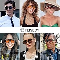 Vista 55 de Feisedy - B2622 - Lentes de sol estilo aviador, cuadrados, clásicos de los años 70, unisex, con montura clásica retro y elegante, UV400 Marco