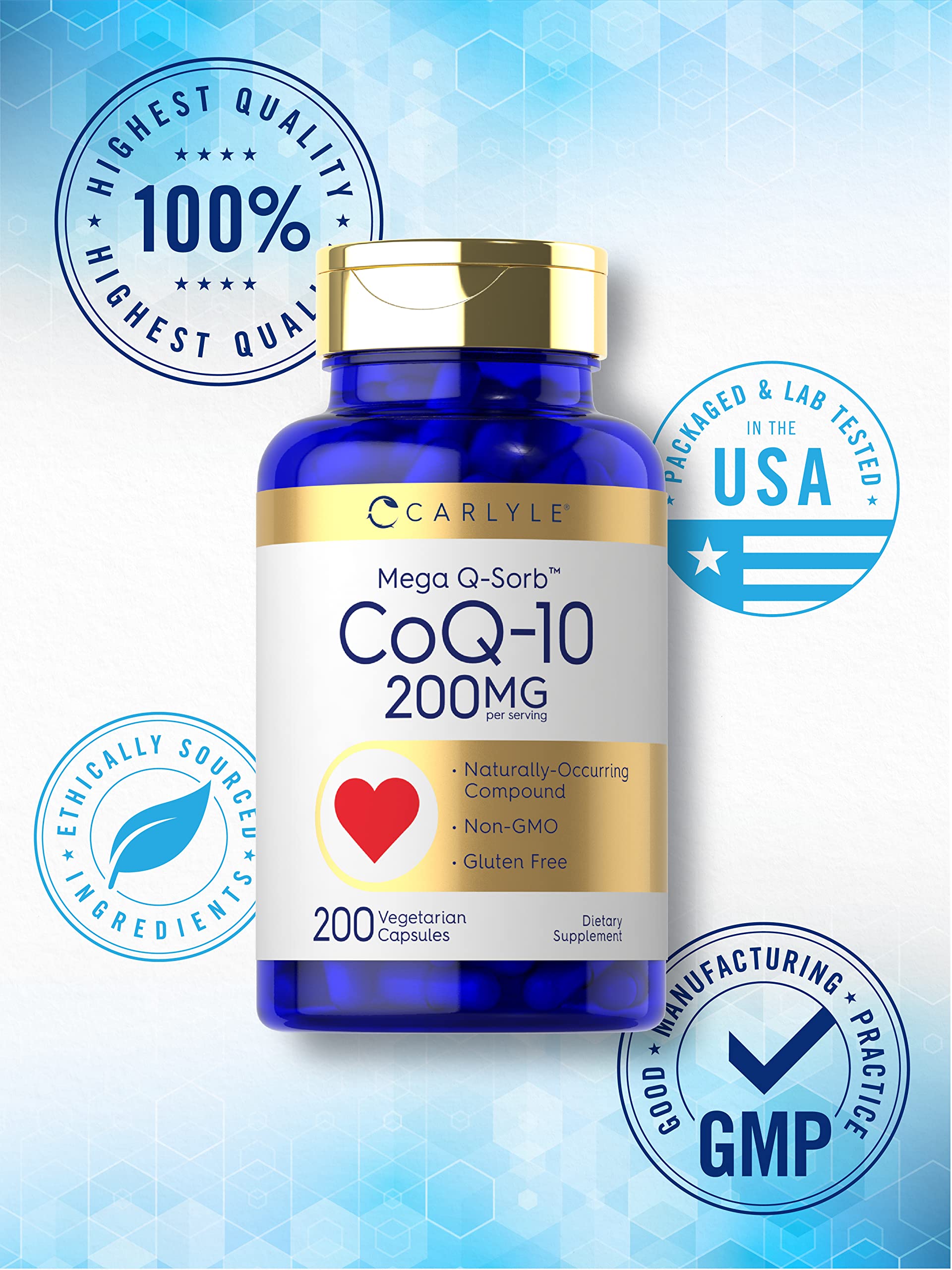 Carlyle CoQ10 200mg | 200 Capsules | Mega Q-Sorb Coenzyme Q-10 — Amazon image 5