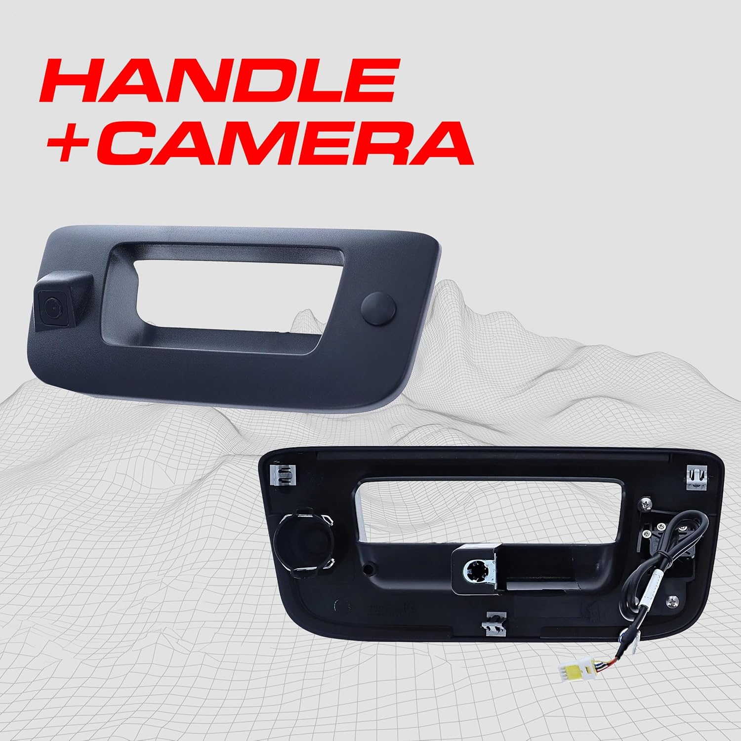 Master Tailgaters Black Tailgate Handle with Backup Camera Replacement for Chevrolet Silverado/GMC Sierra (2007-2014) + Key Hole Plug | IP68 Waterproof | Parking Grid Lines Available | Easy Install