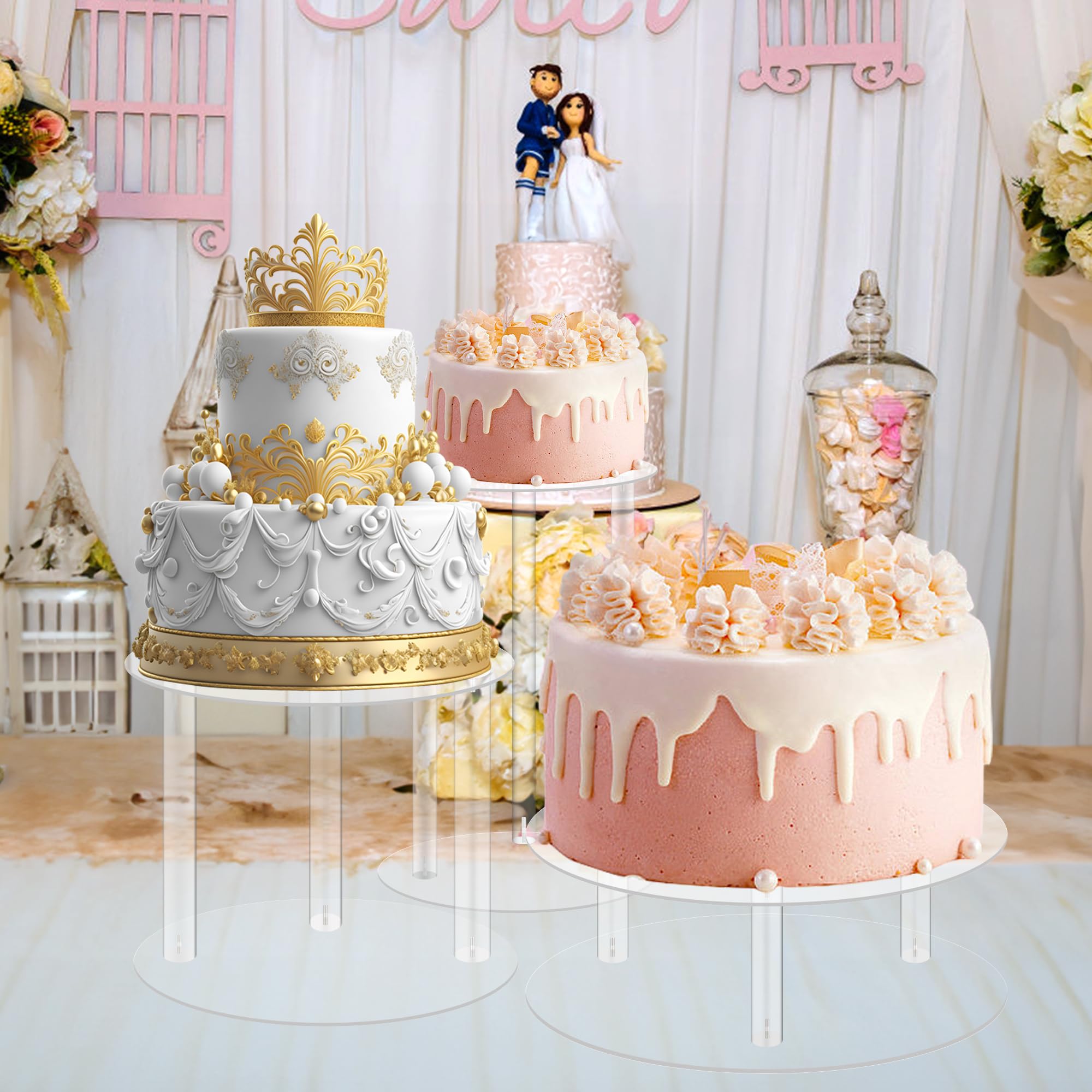 Jusalpha® Présentoir Carré à 3 étages En Acrylique Solide Pour Cupcakes Et Desserts (transparent, 1