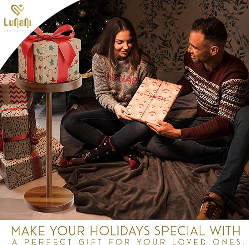 Miniatura 7 de Mesa para bebidas de 24 pulgadas, mesa auxiliar redonda pequeña con pedestal con soporte para teléfono y 2 posavasos, mesa auxiliar de madera