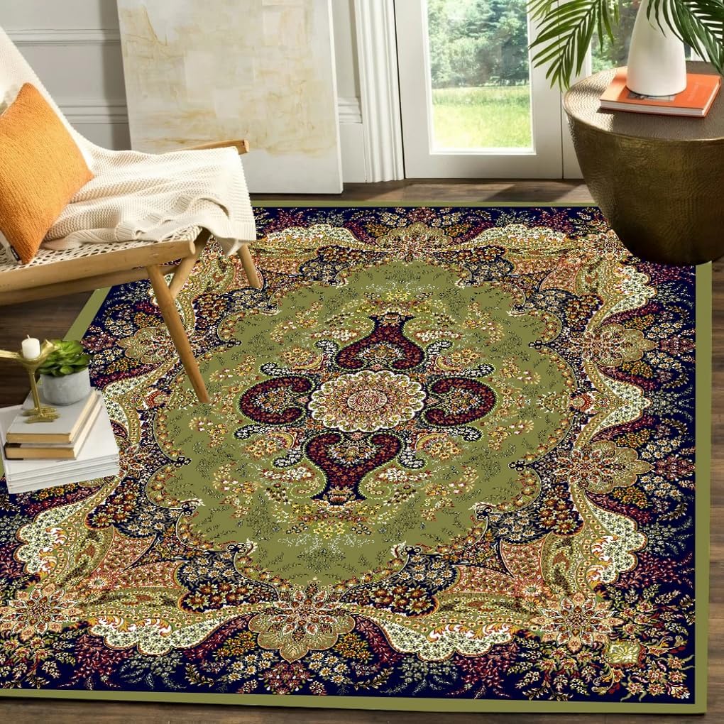Amazon.com: Traditional French Court Floral Anqitue Area Rug 2x3 Green ...