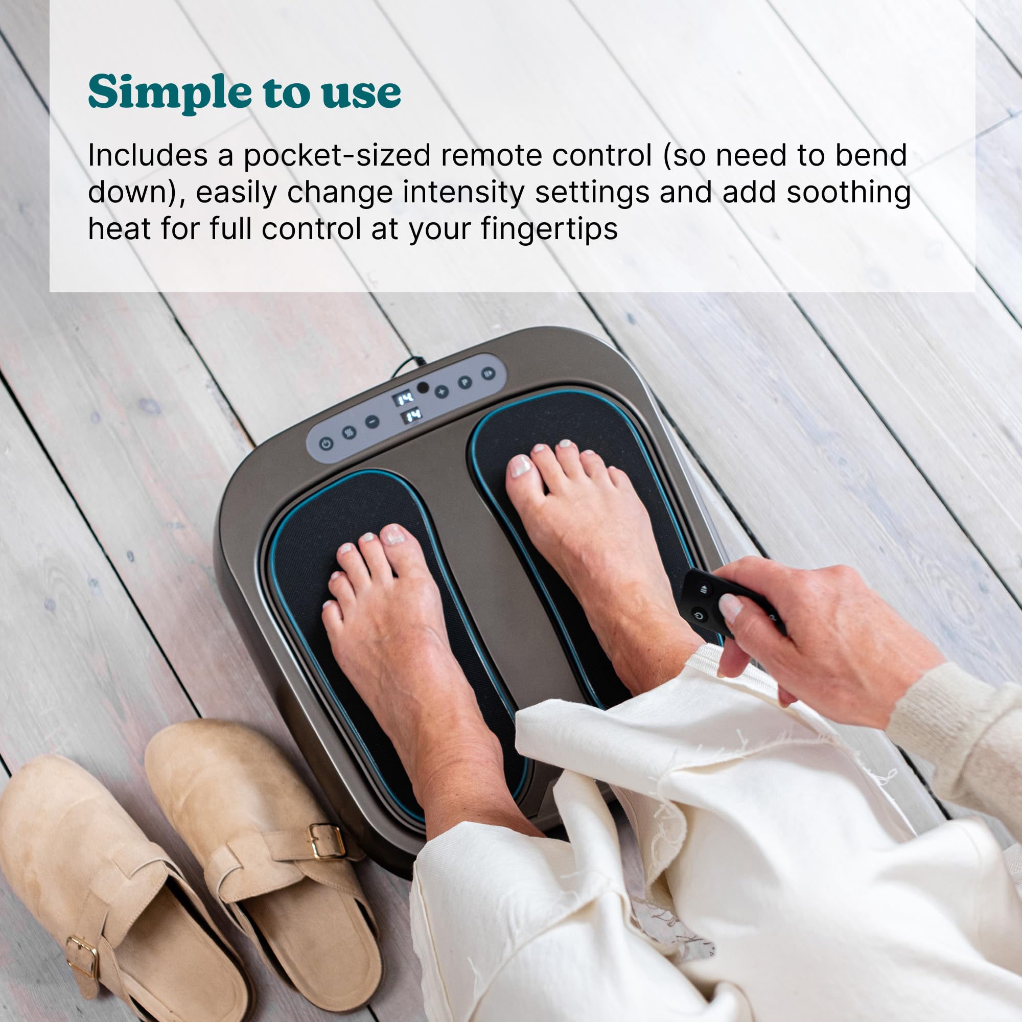 Homedics Foot Flow Mobility Booster Massaggiatore vibrante - Massaggiatore per i piedi con calore lenitivo, 20 intensità e 3 modalità, Rivitalizza i muscoli stanchi e favorire il flusso sanguigno
