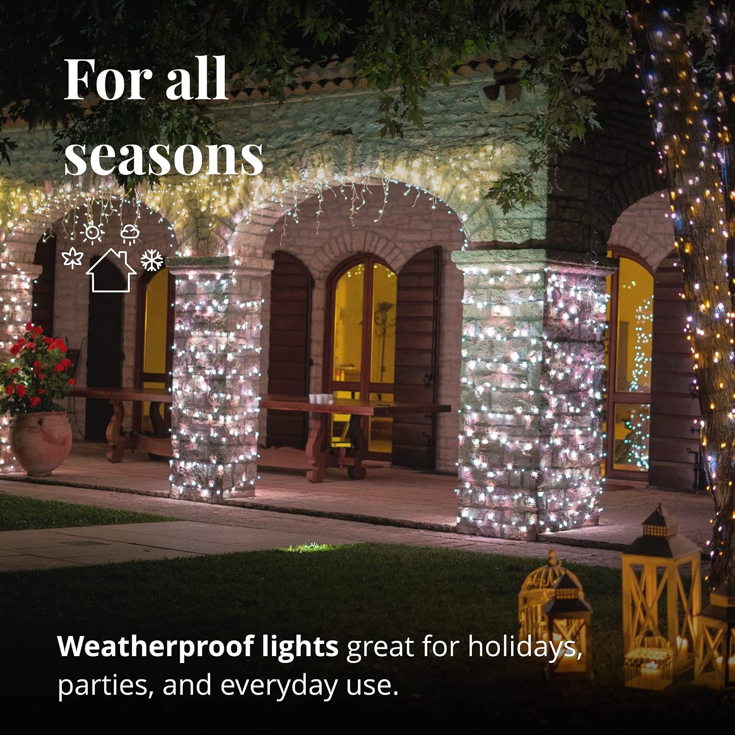 Twinkly Icicle – App-Controlled LED Christmas Lights with 190 AWW (Amber, Warm White, Cool White) LEDs. Clear Wire. Indoor and Outdoor Smart Lighting Decoration