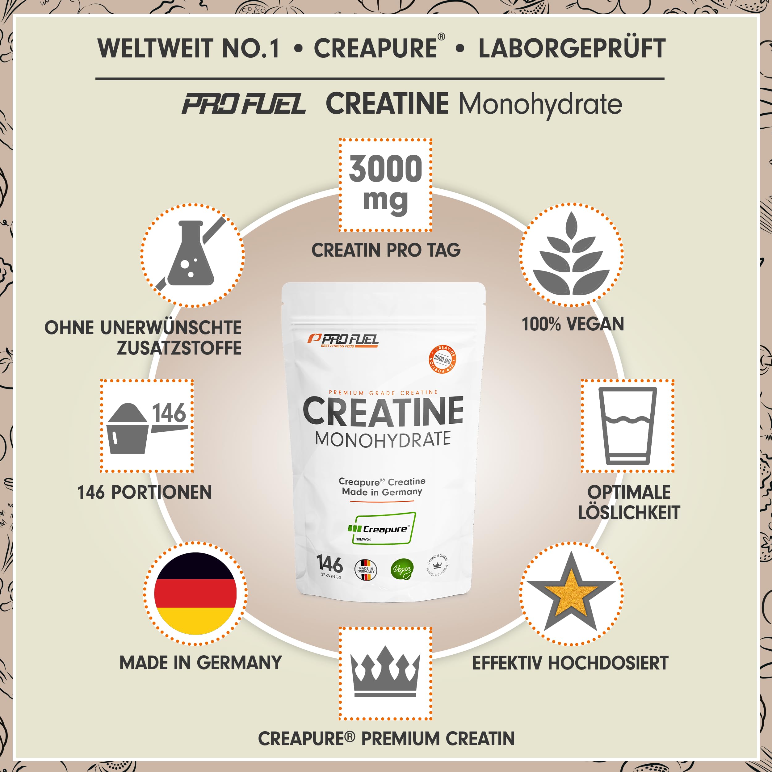 Creapure® Creatin Monohydrat Pulver 500g - das Premium Creatine aus Deutschland - extra hochdosiert für Fitness & Kraftsport - hochwertiges Kreatin 100% Made in Germany - laborgeprüft & 100% vegan