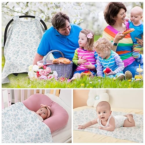 Miniatura 6 de SERAPHY Fundas de asiento de automóvil 100% muselina de algodón para bebés, toldos universales y transpirables para niños y niñas, funda suave de