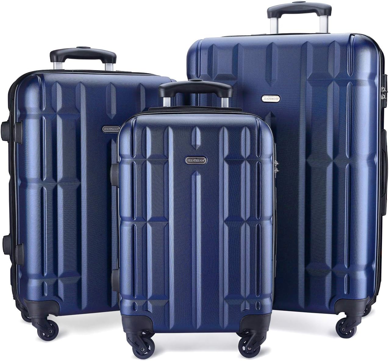 SHOWKOO Luggage Sets Suitcase Spinner Lightweight Durable for Travels 20in 24in 28in(Blue)