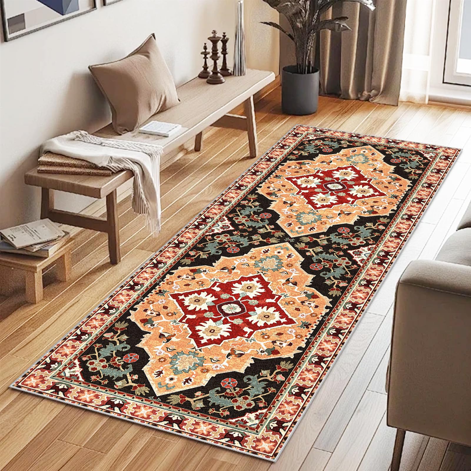 Dywan chodnik do przedpokoju kuchennego antypoślizgowy zmywalny 65 x 480 cm dywanik kuchenny dywanik wejściowy do wnętrza chodnik chodnik do kuchni dywan salon krótkie futro dywan sypialnia