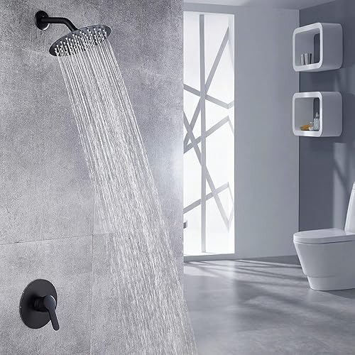 Miniatura 64 de Voolan Cabezal de ducha de lluvia, cabezal de ducha grande de alto flujo hecho de acero inoxidable de metal, cubierta de cuerpo de cascada, soporte