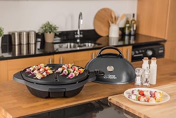 George Foreman Indoor/Outdoor Grill: Standing Grill and Table Grill (Indoor and Outdoor Use, Balcony and Kitchen, Diameter 44.5 Cm, Temperature Display, Oil Drip Tray, 22460-56