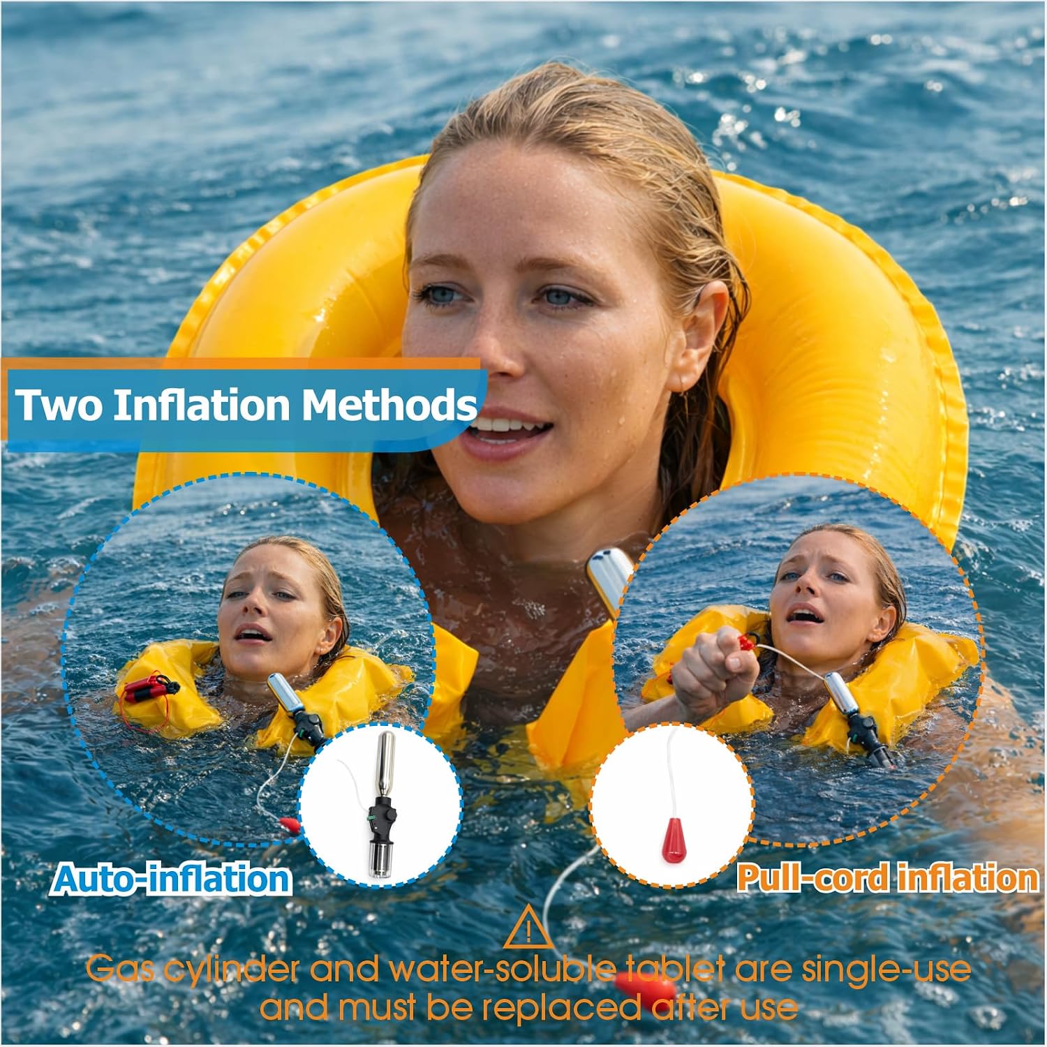 Automatic Inflatable Rescue Buoy Portable Throw Float Device Compact Size with High Load Capacity for Water Emergency Use