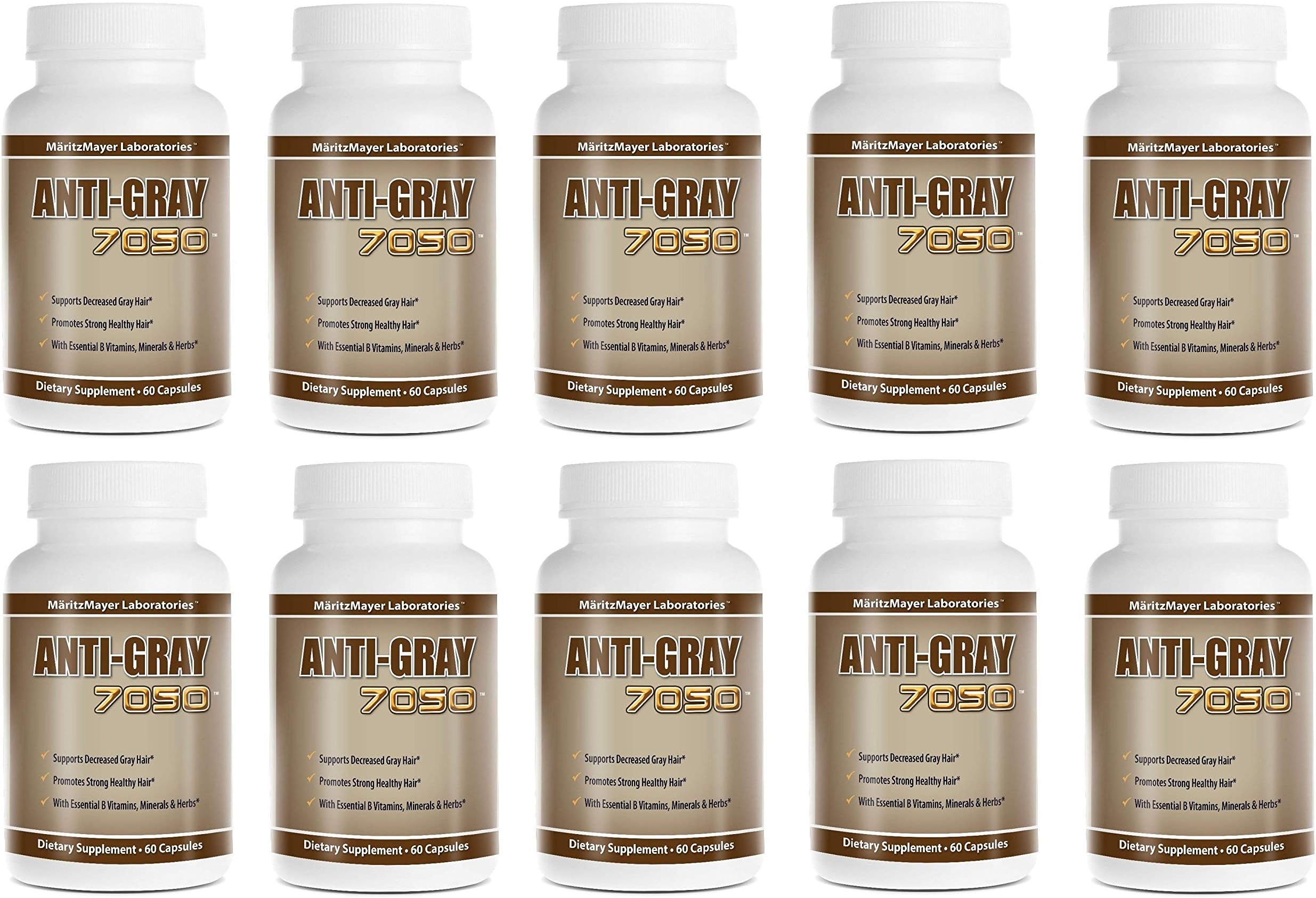 Anti Gray Hair 7050 Restore Natural Hair Color 60 Capsules Per Bottle 10 Bottles