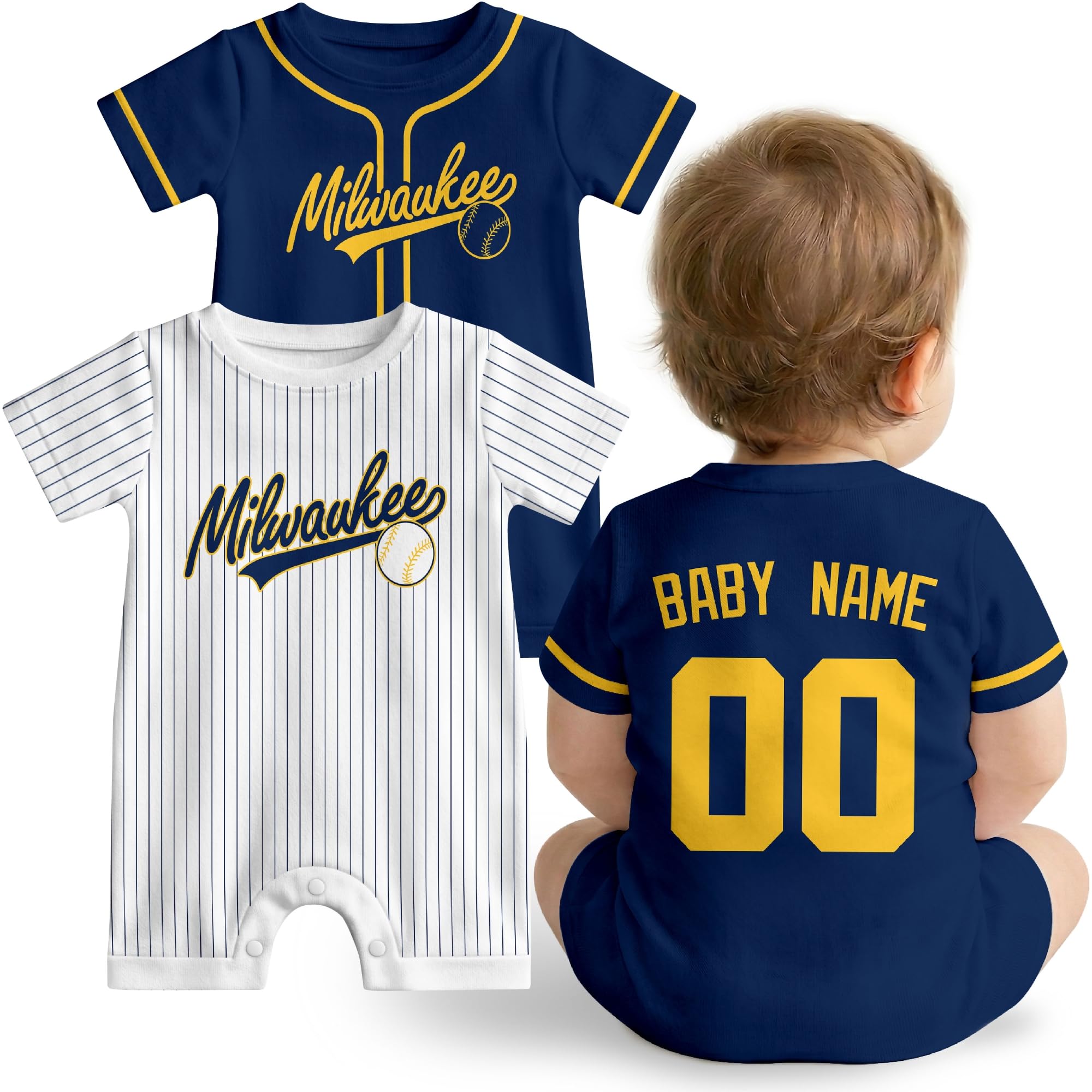 KREDE Baby Clothes Custom Baby Romper with Name and Number Personalized Bodysuit for Baby Boys Gifts