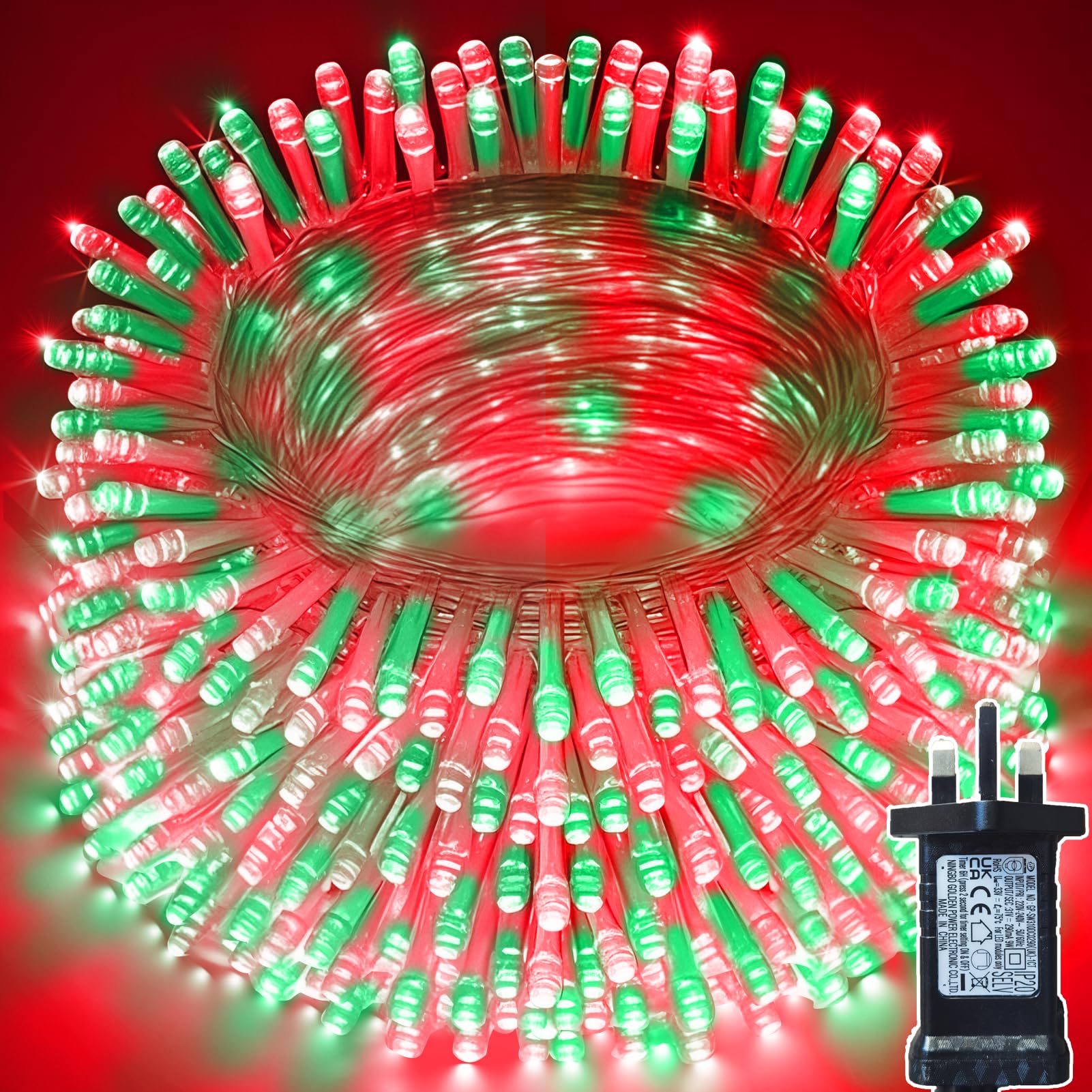 KRYVTHOS 900 Led String Lights Outdoor Indoor, Christams String Lights Waterproof 8 Modes & Timer, Fairy Lights Plug in for Bedroom, Weeding, Patio, Party, Holiday,Christmas Decor(Red+Green)