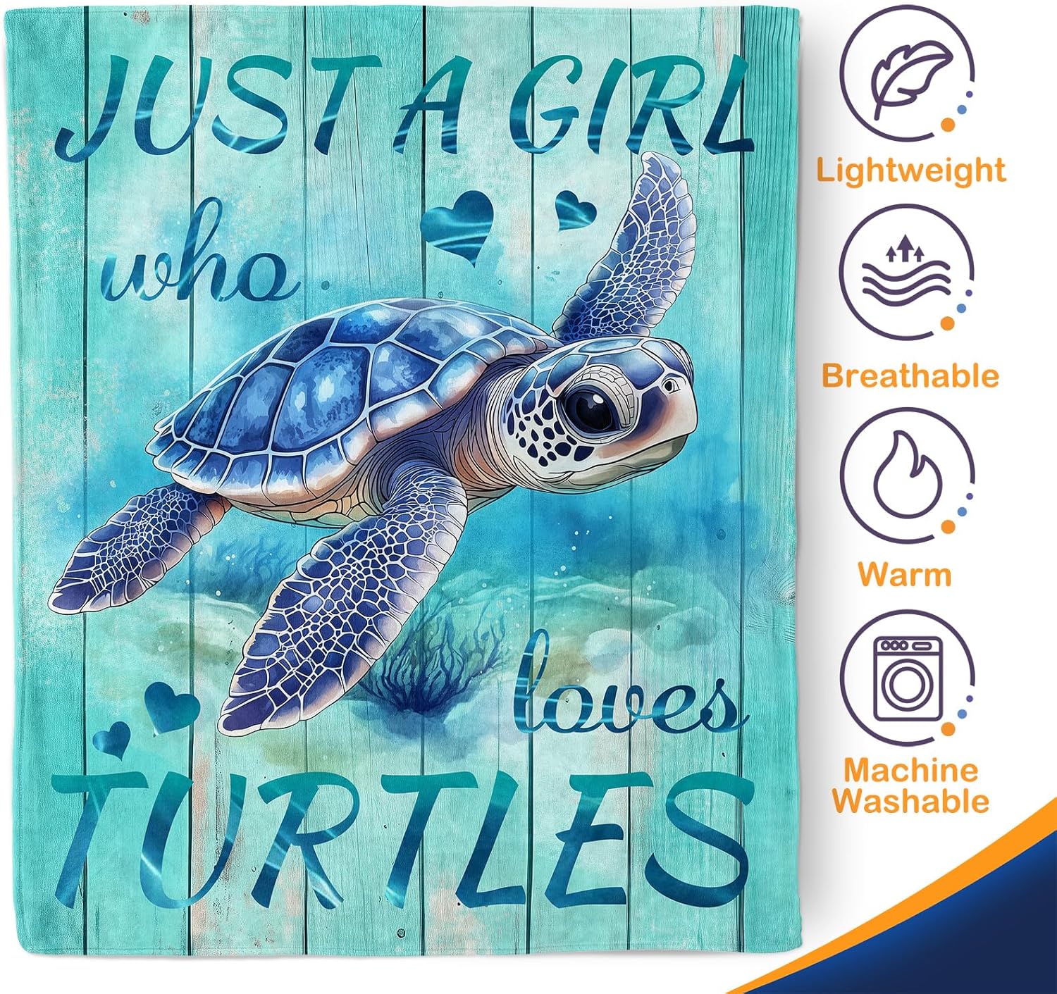 Aimego Sea Turtle Blanket Gifts for Women Men Kids Boys Girls Ocean Animal Turtle Lovers Bedroom Living Room Decor Soft Plush Cozy Bed Couch Fleece Throw Blanket 50"x60" - Image 4