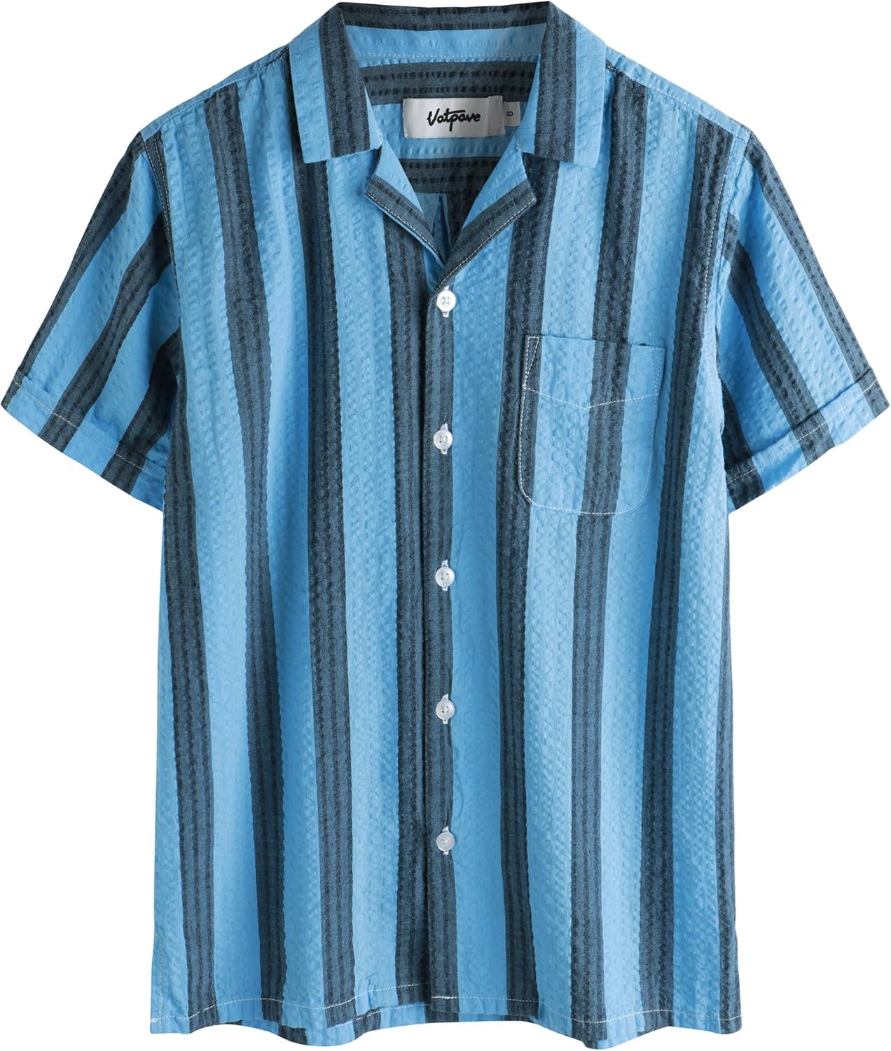 VATPAVE Boys Button Down Shirt Short Sleeve Casual Hawaiian Shirt Cuban Collar Summer Beach Shirts with Pocket - Image 2