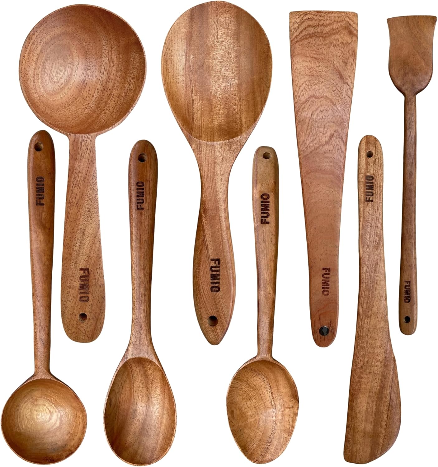 FUMIO Multiple Variety Of Neem Wooden Spoons Handmade Organic Neem Wood Utensil For Kitchen,Natural Nonstick Premium Neem Wood Spoons (Set of 8)